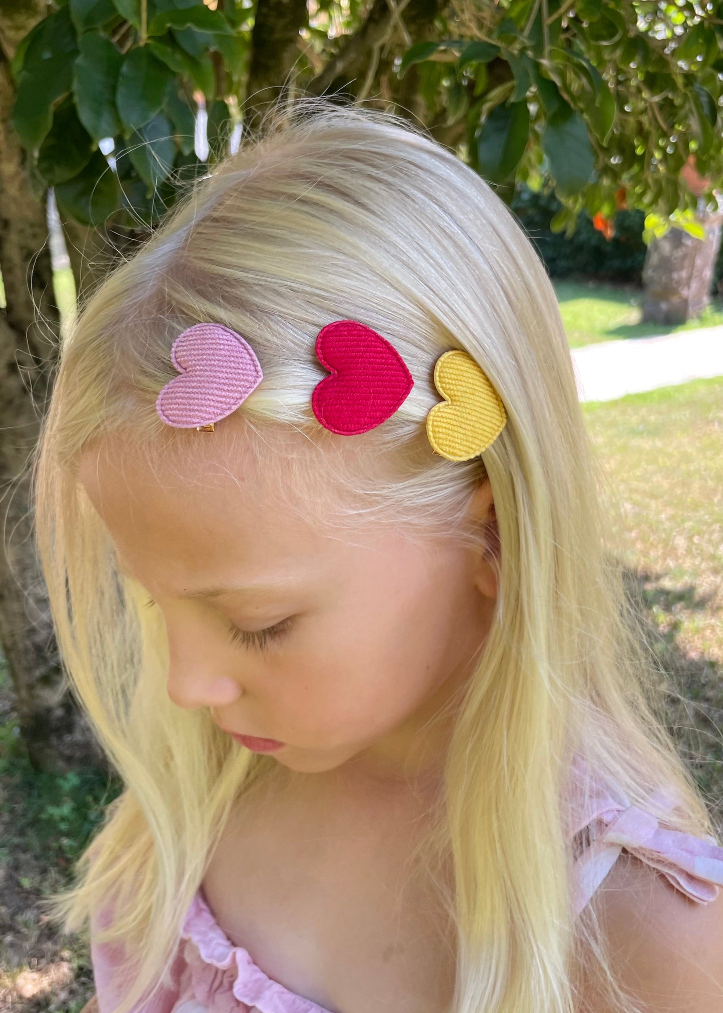 Handmade Two Hearts Hair Clip Set