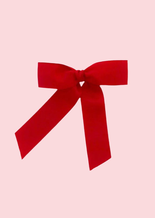 Bright Red Bow Barrette