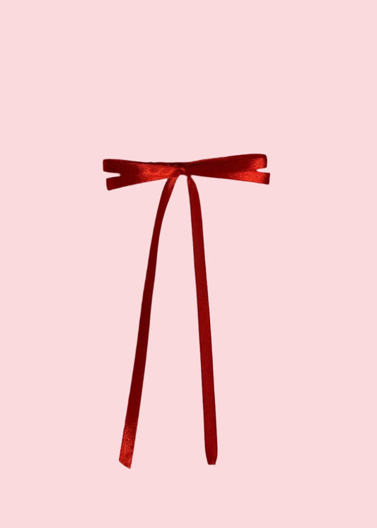 Red Ribbon Bow Barrette