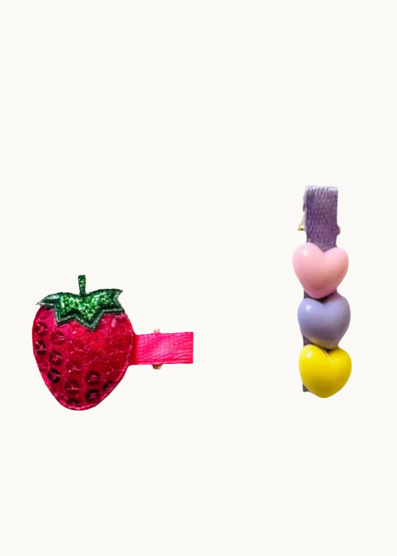 Set di fermagli per capelli fatti a mano con fragole e cuori