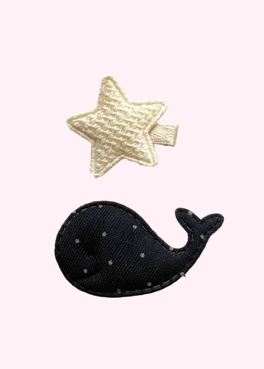 Set di forcine per capelli a forma di stella e balena morbida